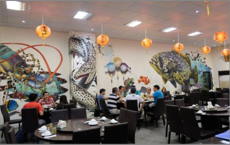 中江海鲜餐厅墙体彩绘